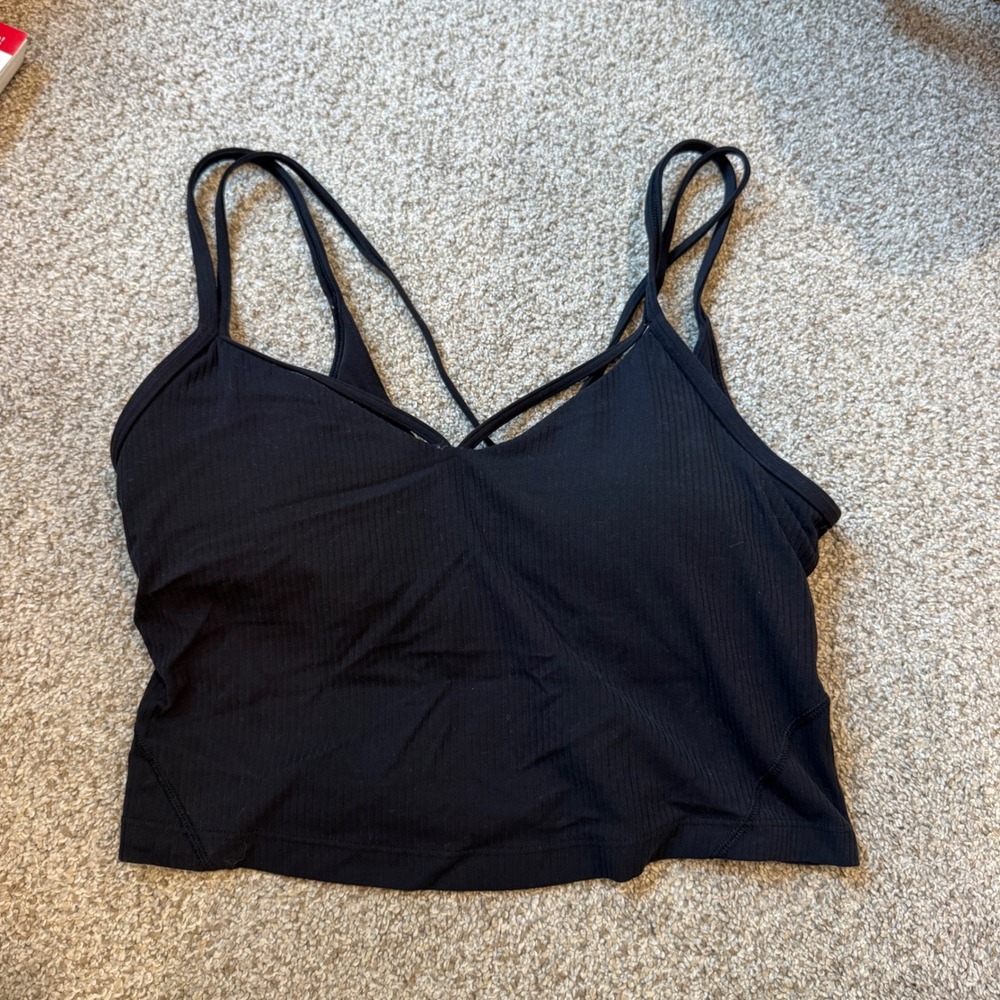 Lululemon ribbed align Tank Top Cropped Black Ribbed Size 6 LW1EF6S
